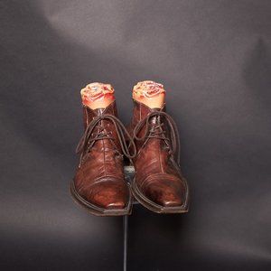 Vintage Ghost Leather Ankle Boots